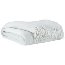 60 x 50 Acrylic Throw with Fringe Details, Set of 3, White