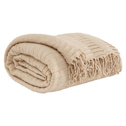 60 x 50 Acrylic Throw with Fringe Details, Set of 3, Brown