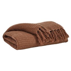 60 x 50 Polyester Throw with Fringe Details, Set of 3, Brown
