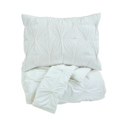 Fabric Queen Size Quilt Set with Pin Tuck Design and 2 Shams, White