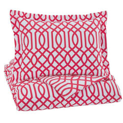 Fabric Twin Size Quilt Set with Trellis Design and 1 Sham, Red