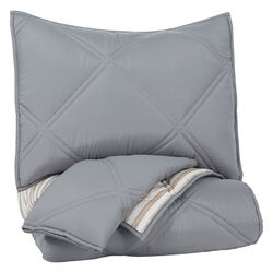 2 Piece Fabric Twin Comforter Set with Diamond Quilting, Brown and Gray