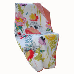 60 x 50 Inches Polyester Throw Blanket with Stencil Flower Print, Multicolor