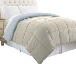Genoa King Size Box Quilted Reversible Comforter The Urban Port, Gray and Blue