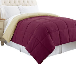 Genoa King Size Box Quilted Reversible Comforter The Urban Port, Pink and Beige