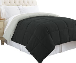 Genoa King Size Box Quilted Reversible Comforter The Urban Port, Black and Silver