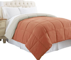 Genoa Twin Size Box Quilted Reversible Comforter The Urban Port, Orange and Gray