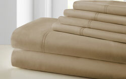Tours 6 Piece California King Size Sheet Set with Double Hem The Urban Port, Brown