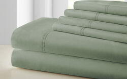 Tours 6 Piece California King Size Sheet Set with Double Hem The Urban Port, Green