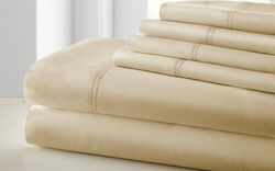 Tours 6 Piece California King Size Sheet Set with Double Hem The Urban Port, Beige