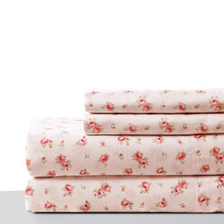 Melun 4 Piece Queen Size Rose Pattern Sheet Set The Urban Port, Pink