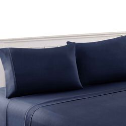 Bezons 4 Piece Full Size Microfiber Sheet Set The Urban Port, Navy Blue