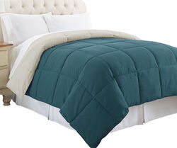 Genoa Queen Size Box Quilted Reversible Comforter The Urban Port, Blue and Gray