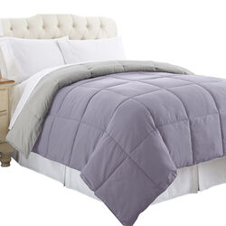 Genoa Twin Size Box Quilted Reversible Comforter The Urban Port, Purple and Gray