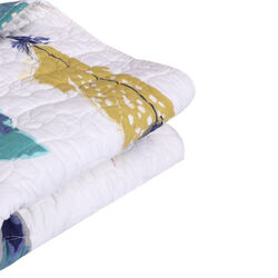 Boston Fabric Throw with Feather Prints, Multicolor