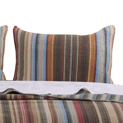 Phoenix Fabric 2 Piece Twin Size Quilt Set with Striped Prints, Multicolor