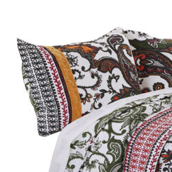 Detroit Fabric 3 Piece King Size Quilt Set with Tribal Motifs, Multicolor