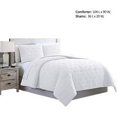 Gothenburg 3 Piece Diamond Pattern King Size Comforter Set The Urban Port, White