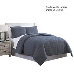 Gothenburg 3 Piece Diamond Pattern King Size Comforter Set The Urban Port, Navy Blue