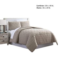 Gothenburg 3 Piece Diamond Pattern King Comforter Set The Urban Port, Taupe Brown