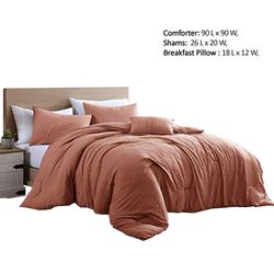 Helsinki 4 Piece Textured Microfiber Queen Comforter Set The Urban Port, Rose Orange