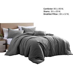 Helsinki 4 Piece Textured Microfiber Queen Comforter Set The Urban Port,Charcoal Gray