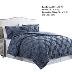 Marseille 5 Piece King Comforter Set with Pinch Pleated Design The Urban Port, Blue