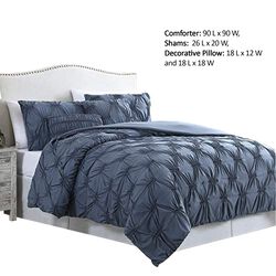 Marseille 5 Piece Queen Comforter Set with Pinch Pleated Design The Urban Port, Blue