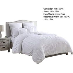 Hamburg 7 Piece Queen Size Comforter Set with Textured Details The Urban Port, White