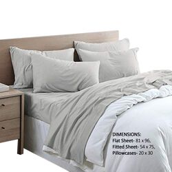 6 Piece Full Size Microfiber Fabric Sheet Set with Pocket, Gray