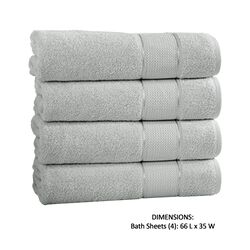 Bergamo 4 Piece Spun loft Bath Sheets with Twill Weaving The Urban Port, Gray