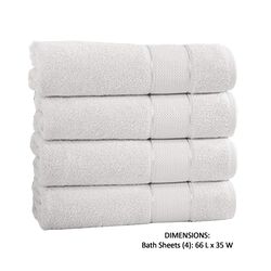 Bergamo 4 Piece Spun loft Bath Sheets with Twill Weaving The Urban Port, White