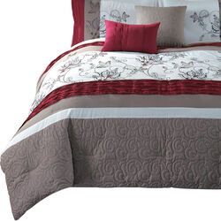 8 Piece Queen Polyester Comforter Set with Floral Print, Multicolor
