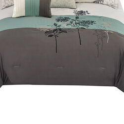 8 Piece Queen Polyester Comforter Set with Floral Embroidery, Multicolor