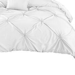8 Piece Queen Polyester Comforter Set with Diamond Tufting, White