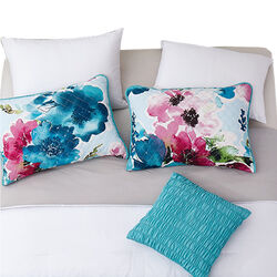 8 Piece Queen Size Fabric Comforter Set with Floral Prints, Multicolor