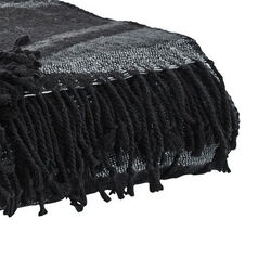 60 x 50 Acrylic Throw with Woven Tribal Design, Set of 3, Gray and Black