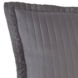 3 Piece Fabric King Coverlet Set with Vertical Channel Stitching, Gray