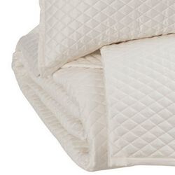 Fabric Upholstered 3 Piece Queen Quilt Set with Diamond Quilting, Ivory