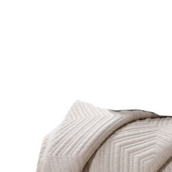 Drin Fabric Throw Blanket with Stitched Geometric Pattern, Beige