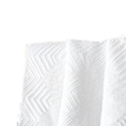 Drin Fabric Throw Blanket with Stitched Geometric Pattern, White