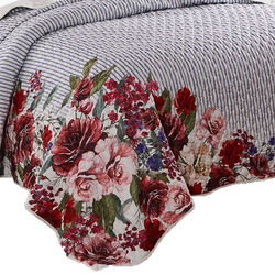 Dublin 3 Piece Reversible Pinstripe and Floral Border Queen Quilt Set, Multicolor