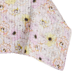 Milan 2 Piece Microfiber Blooming Flower Pattern Twin Quilt Set, White and Pink