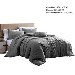 Helsinki 4 Piece Textured Microfiber King Comforter Set The Urban Port,Charcoal Gray