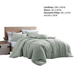 Helsinki 4 Piece Textured Microfiber King Comforter Set The Urban Port, Sage Green