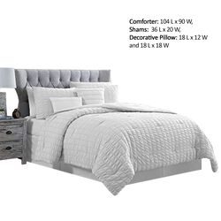 Valletta 5 Piece Stitched Square Pattern King Comforter Set The Urban Port, White