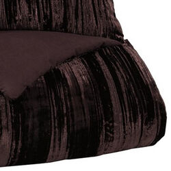 Fabric King Size Quilt Set with Textured Details and 2 Shams, Dark Brown