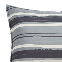 2 Piece Polyester Twin Coverlet Set with Block Stripe Print, Gray and Cream