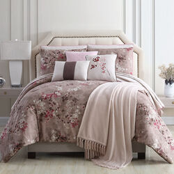 Andria 10 Piece King Size Comforter and Coverlet Set The Urban Port, Brown and Pink