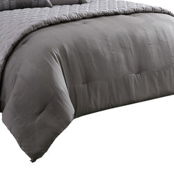 10 Piece King Polyester Comforter Set with Geometric Print, Gray